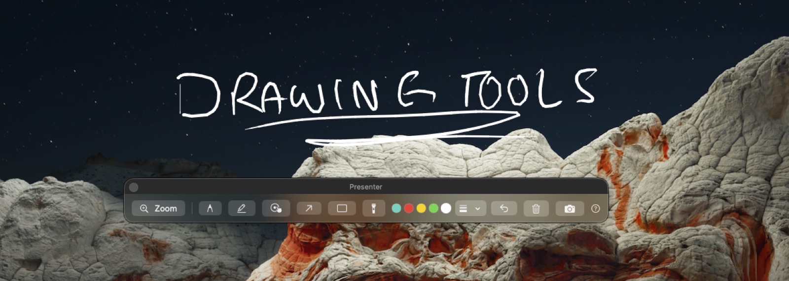 The VisionMixer presenter toolbar with a hand-drawn annotation over a shared screen.